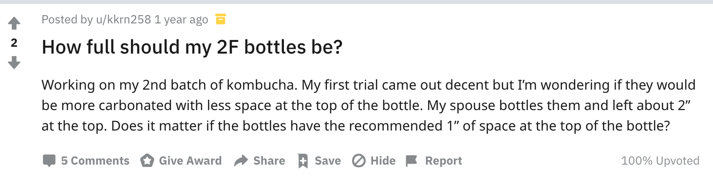 How full should my 2F bottles be?